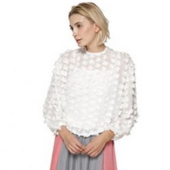 Crow Cloth White Floral Applique Blouse - Picture 8 of 8